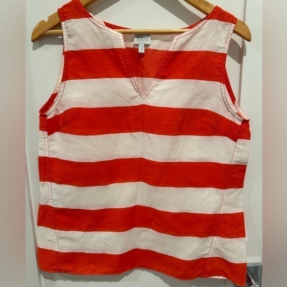 Armani Italian Collezioni Nautical Striped Sleeveless Top size 8 NWT 87% linen - Picture 3 of 7